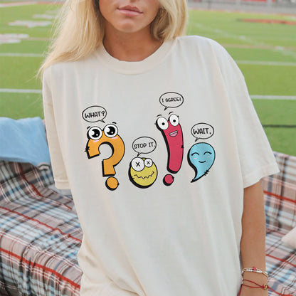 Wait What Stop It I Agree, Funny Grammar Punctuation T-Shirt -  Funny Shirt For Teacher - White- Up To 5XL