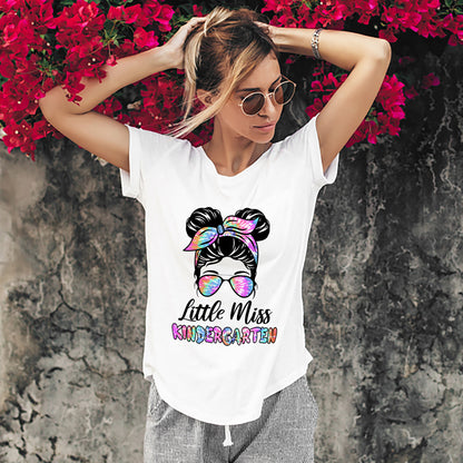 Little Miss Kindergarten Shirt – Girls Back To School Tee –  White – Up To 5XL