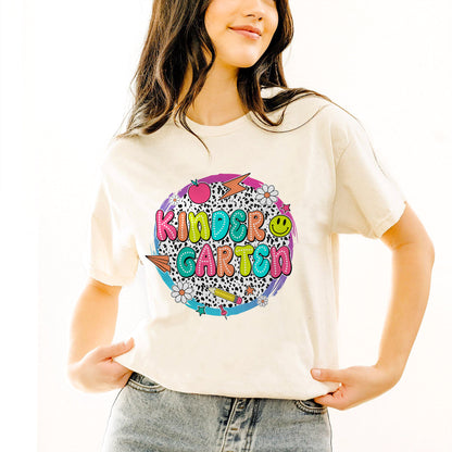 Kindergarten Shirt – Back To School Tee for Teacher – Natural – Up To 5XL