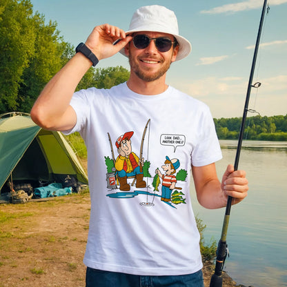 Look Dad Another One Fishing Shirt – Funny Father Son Angler Tee – Cute Fisherman Gift – White – Up To 5XL