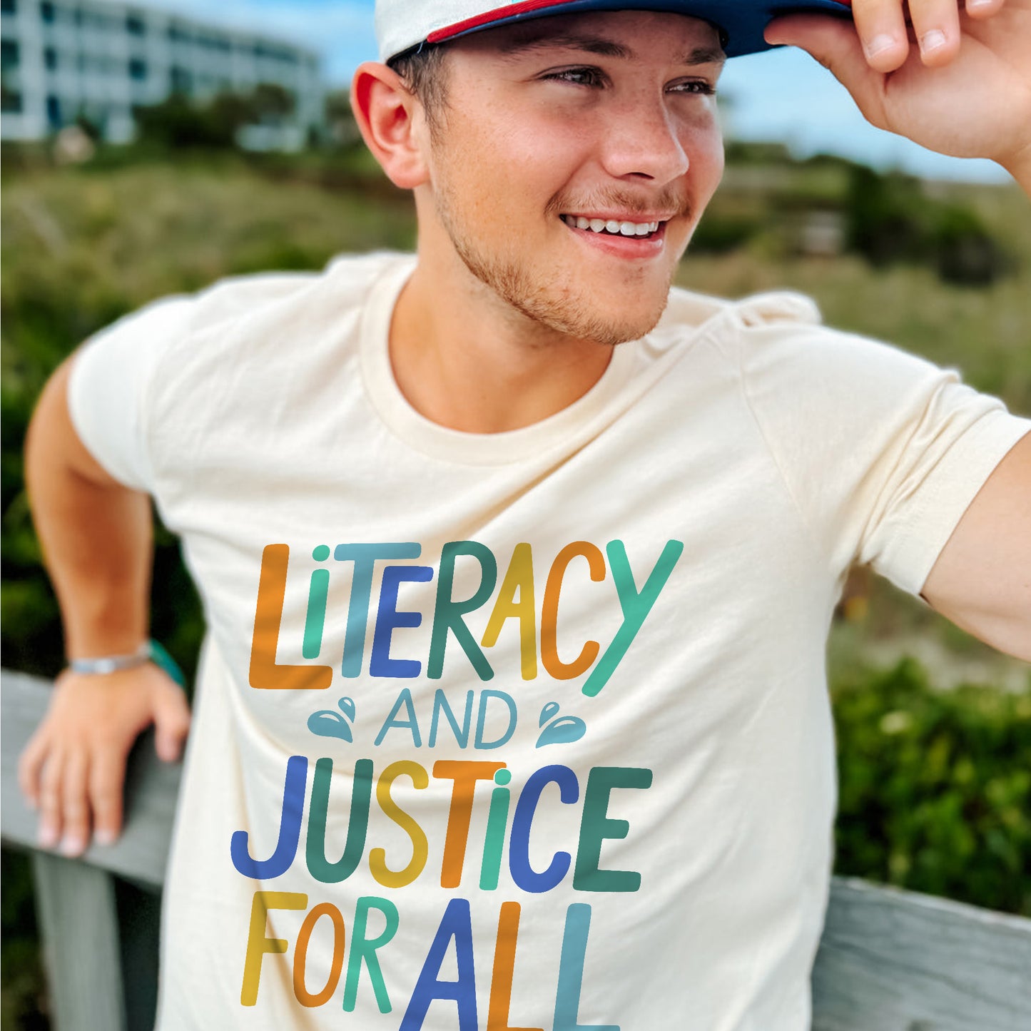 Literacy and Justice Shirt – Literacy and Justice For All Tee – Teacher Bookish Gift – Natural – Up To 5XL