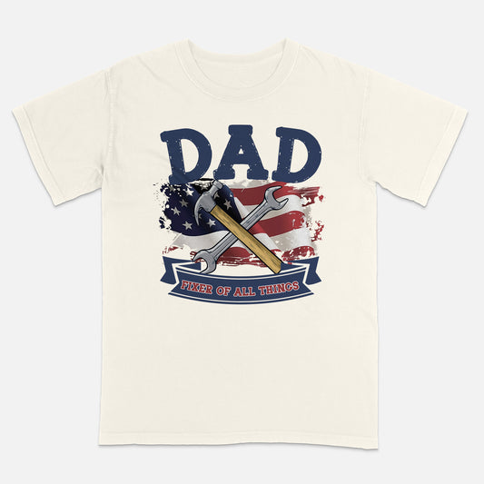 Dad Fixer All Things Shirt - Father’s Day Shirts - Soft Cotton Short Sleeve Natural Tee - Up To 5XL