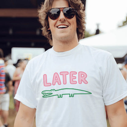 Later Alligator T-Shirt – Funny Minimal Crocodile Tee For Reptile Lovers - White - Up To 5XL