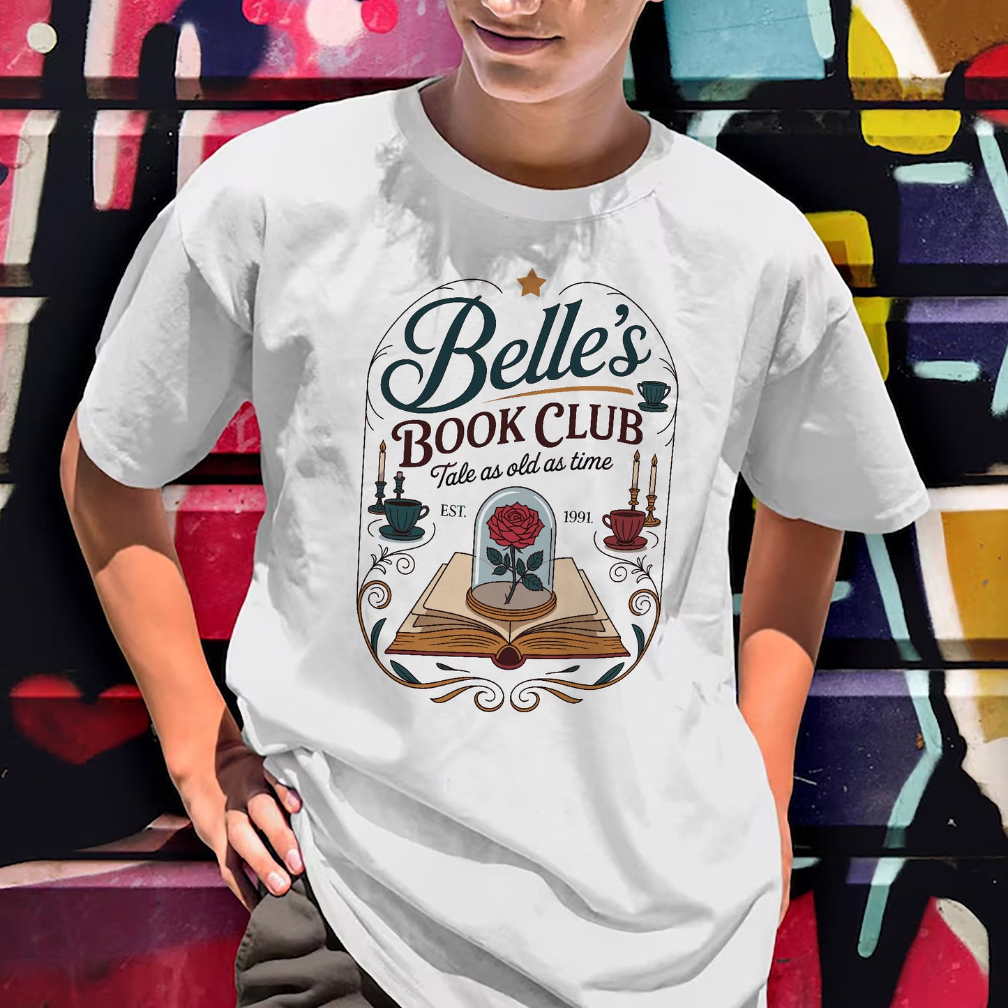 Inspired Reader Tee – Vintage  Belle's Book Club Est 1991 Shirt - White – Up To 5XL