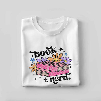 Bookish Shirt – Book Nerd Floral Tee – Cute Book Lover Gift – White – Up To 5XL