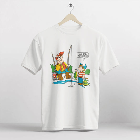 Look Dad Another One Fishing Shirt – Funny Father Son Angler Tee – Cute Fisherman Gift – White – Up To 5XL