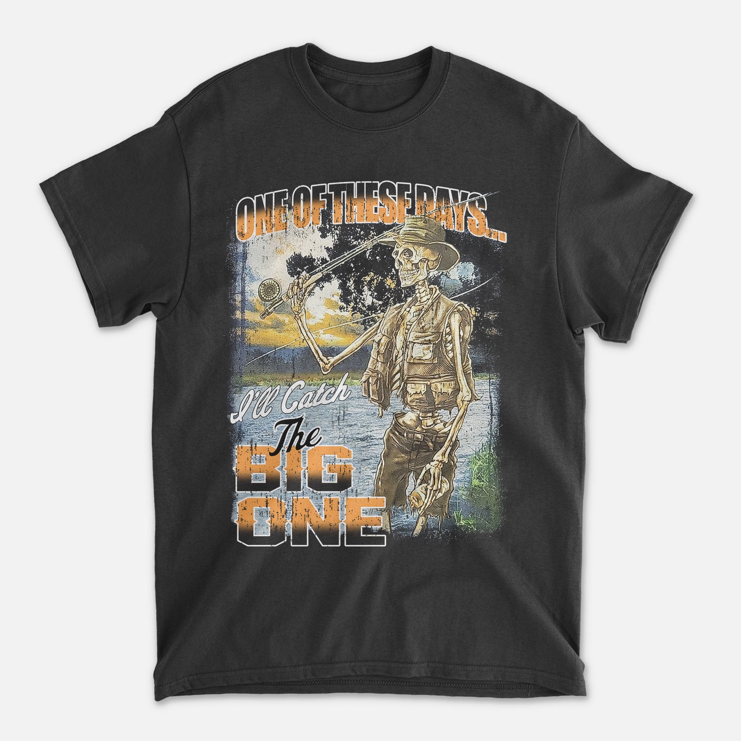 One Of These Days I'll Catch The Big One Shirt – Funny Fishing Tee – Fisherman Humor Gift – White – Up To 5XL