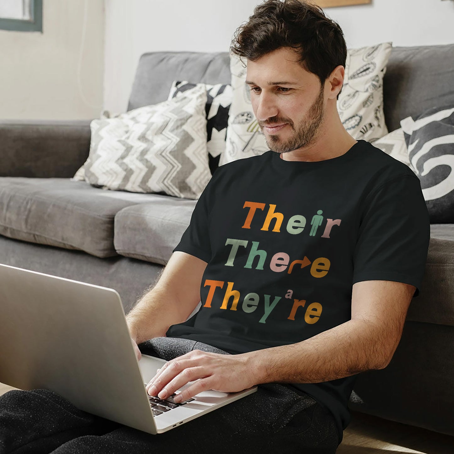 Grammar Police Shirt – Their There They're Tee – Funny English Teacher Gift – Black – Up To 5XL