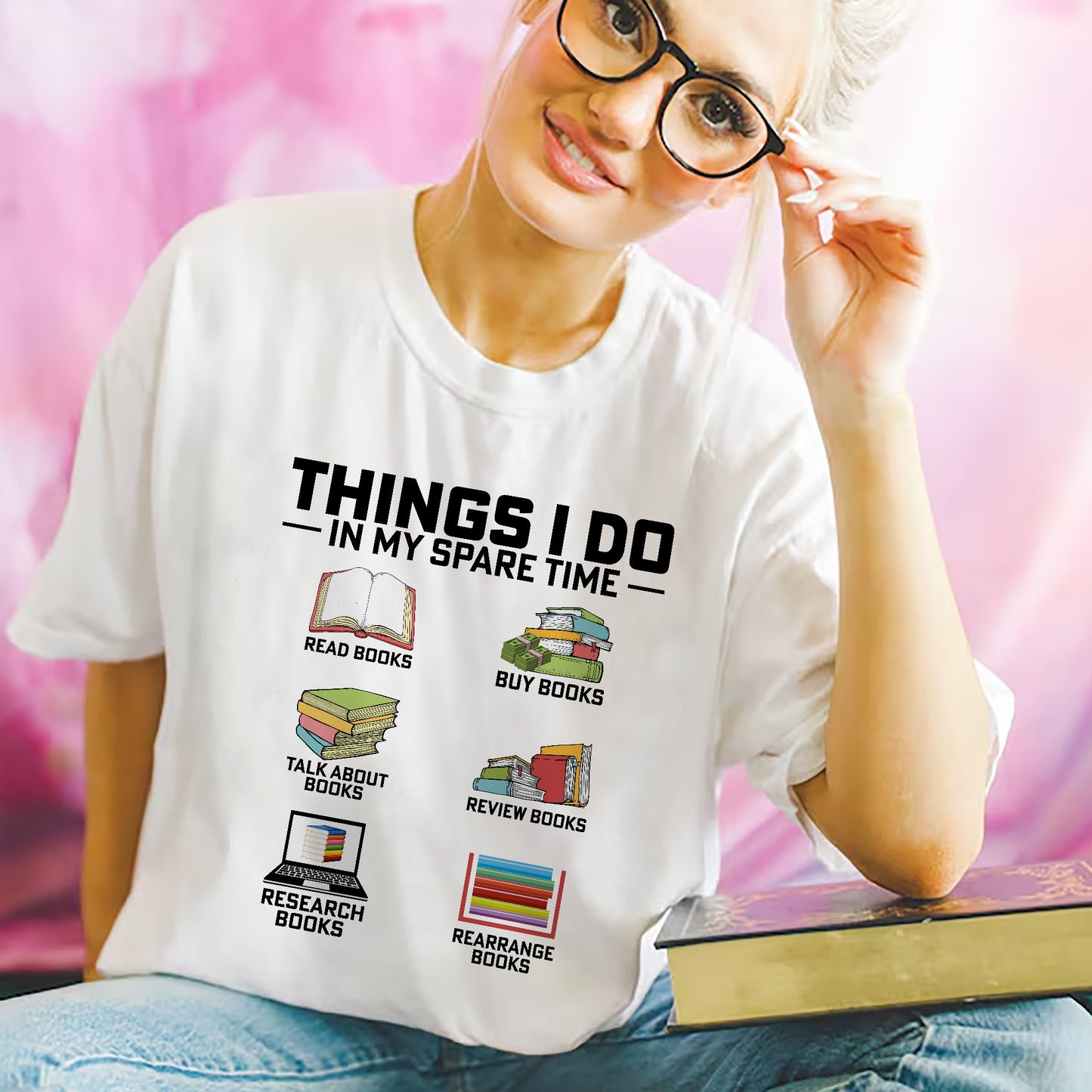 Funny Reader Books Tee – Things I Do In My Spare Time Shirt – White – Up To 5XL