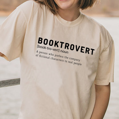 Book Lover Shirt – Booktrovert Noun Funny Definition Tee – Introvert Reading Gift – Natural – Up To 5XL