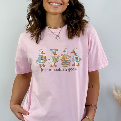 Funny Duck Shirt – Just a Bookish Goose Duck Meme Tee – Pink – Up To 5XL