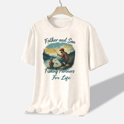 Fisherman Gift Shirt for Family – Father and Son Fishing Partners For Life Shirt – Natural – Up To 5XL