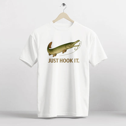 Just Hook It Shirt – Alligator Gar Fishing Tee – White – Up To 5XL