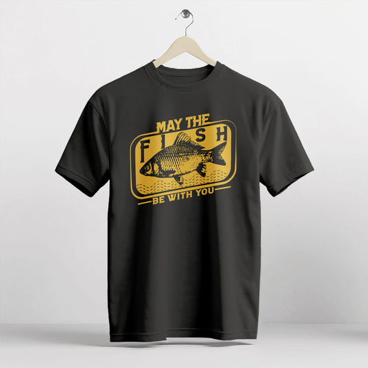 Funny Fisherman Tee - May The Fish Be With You Shirt –  Black – Up To 5XL