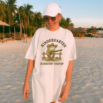 Rootin' Tootin' Kindergarten Shirt – Funny Frog Meme Teacher Tee – White – Up To 5XL