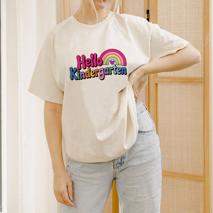 Hello Kindergarten Shirt – Cute Back To School Shirt – Natural – Up To 5XL
