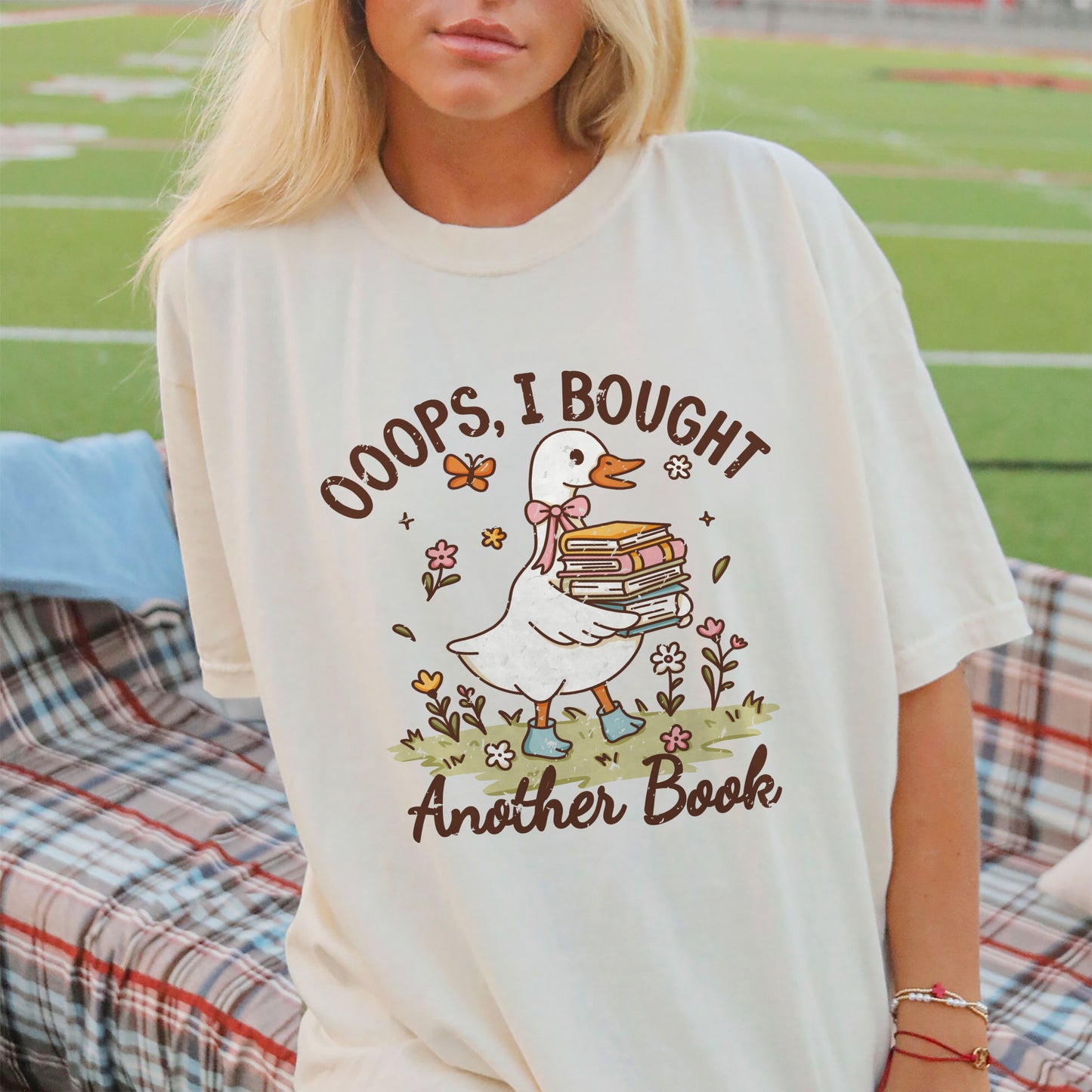 Funny Reader Humor Shirt – Oops I Bought Another Book Duck Meme Tee – Natural – Up To 5XL