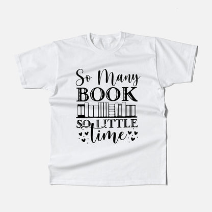 Vintage Book Lover Reading Tee – So Many Books So Little Time Shirt – White – Up To 5XL