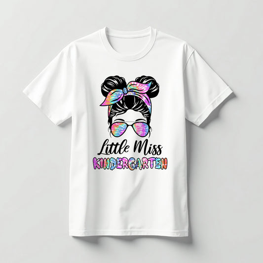 Little Miss Kindergarten Shirt – Girls Back To School Tee –  White – Up To 5XL