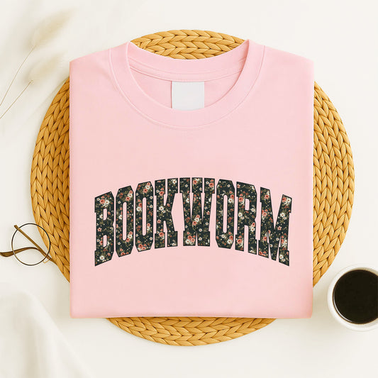 Book Lover Tee – Floral Bookworm Bookish Shirt – Reading Aesthetic Design – Pink – Up To 5XL