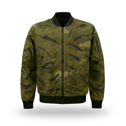 Camo Fishing Lure Bomber Jacket – Outdoor Angler Style