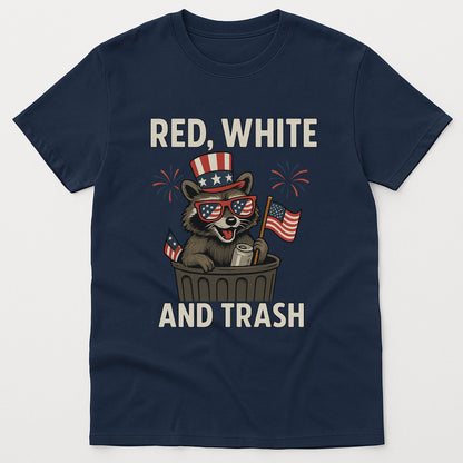 Red White And Trash Raccoon Shirt – Funny 4th Of July Patriotic Meme Tee – Navy Tee - Up To 5X