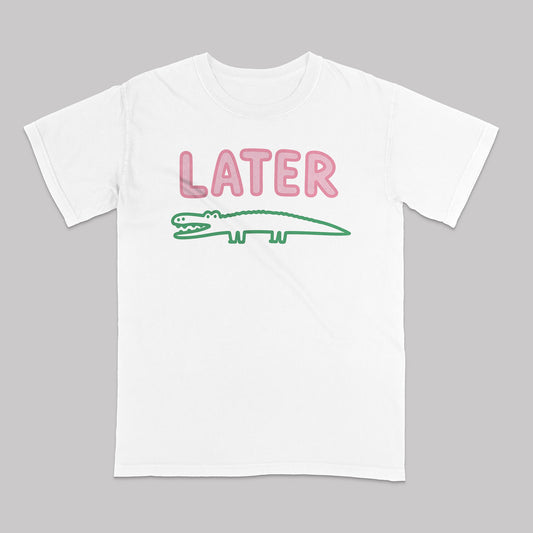 Later Alligator T-Shirt – Funny Minimal Crocodile Tee For Reptile Lovers - White - Up To 5XL