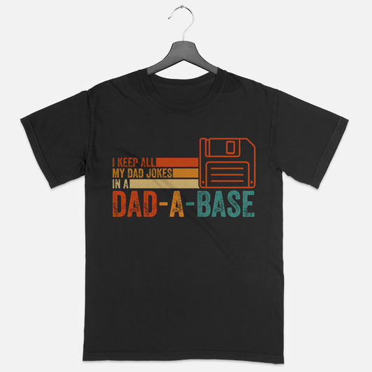 Dad-A-Base Dad Joke Shirt - Father’s Day Shirts - Soft Cotton Short Sleeve Black Tee - Up To 5XL