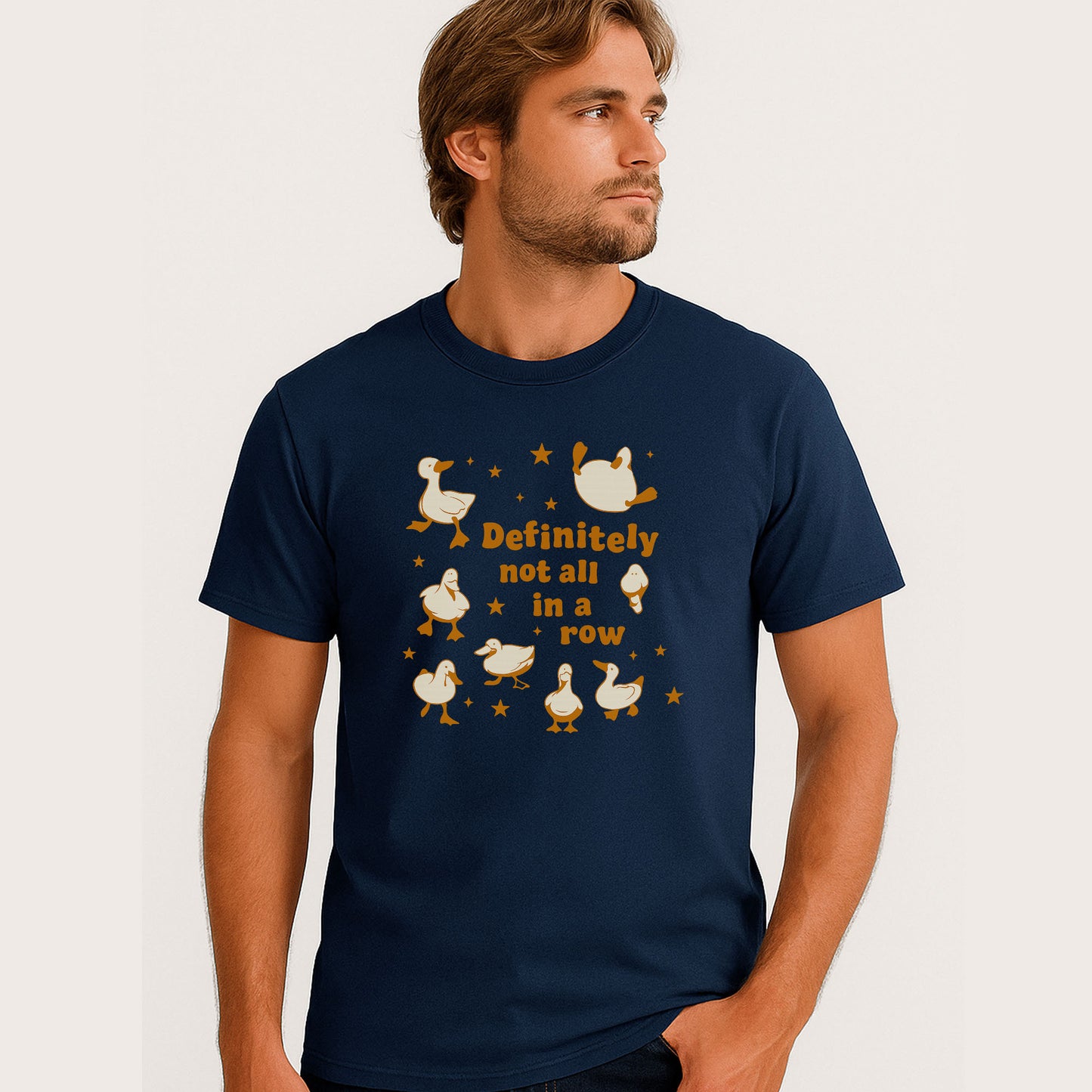 Funny Duck T-Shirt – Definitely Not All In a Row Tee - Navy - Up To 5XL