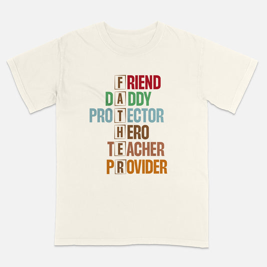 Father Acronym Shirt – Father’s Day Shirts - Soft Cotton Short Sleeve Natural Tee - Up To 5XL