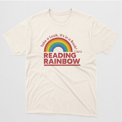 Reading Rainbow T-Shirt – Vintage Book Lover Tee – Natural - Up To 5XL