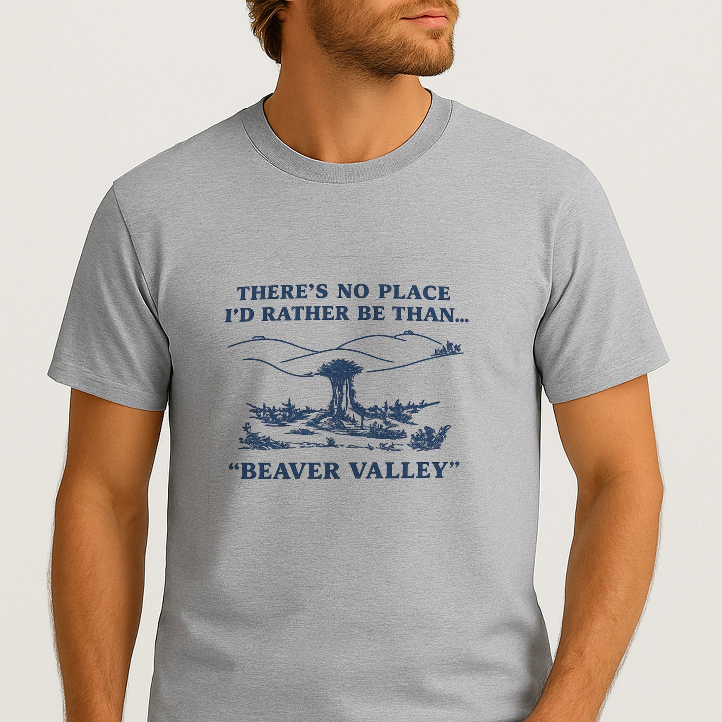 Funny Beaver Valley T-Shirt – Retro Nature Camping Humor Tee for Men – Sport Grey - Up To 5XL