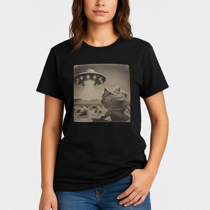 Bearded Dragon UFO Abduction Shirt – Funny Alien Desert Lizard Tee - Black - Up To 5XL
