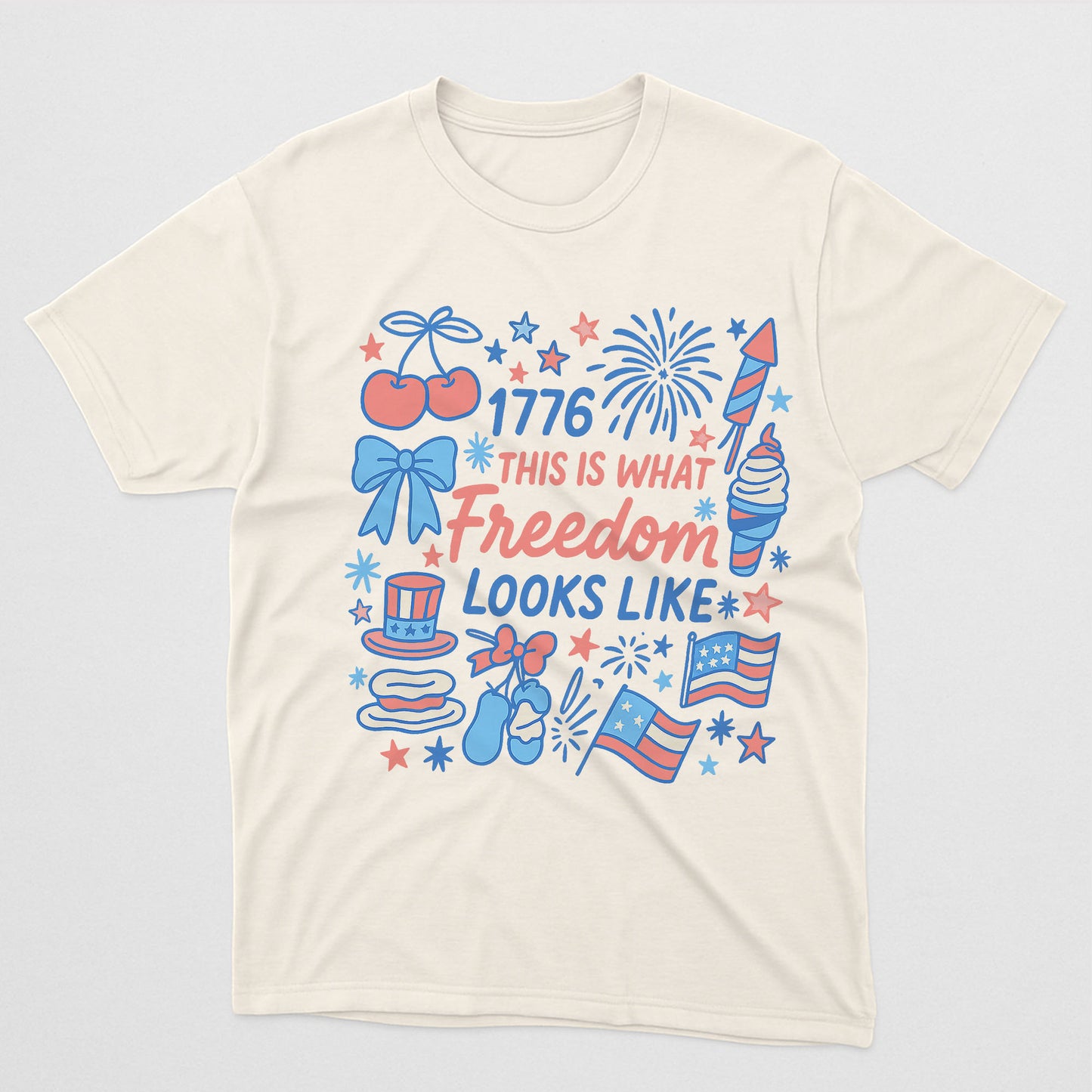 This Is What Freedom Looks Like T-Shirt – Cute 1776 Patriotic 4th of July Tee – Natural Tee - Up To 5X