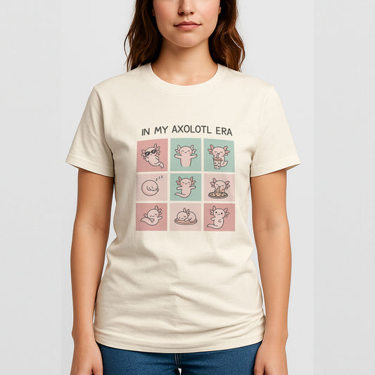 In My Axolotl Era Funny T-Shirt – Cute Kawaii Axolotl Shirt  - Natural - Up To 5XL
