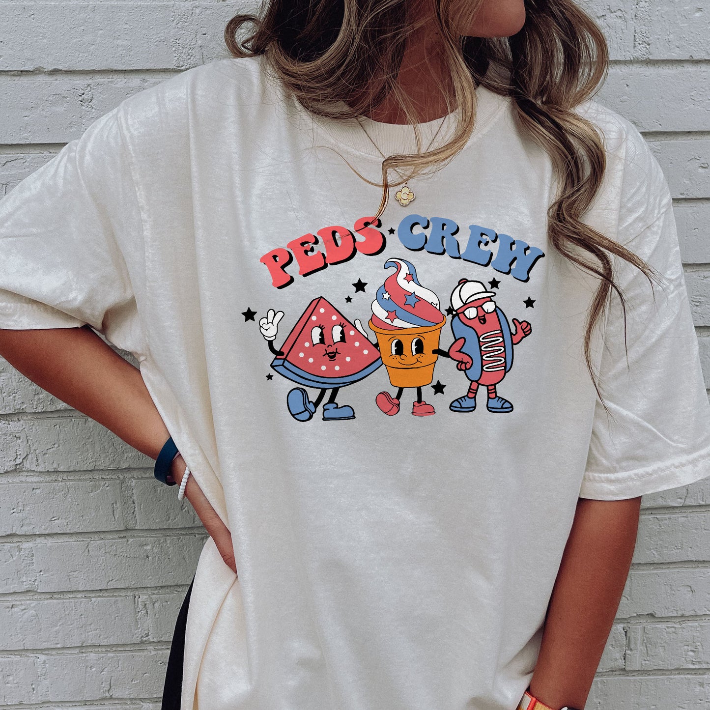 PEDS Crew T-Shirt - Funny Tees For  pediatric Nurse - Natural- Up To 5XL