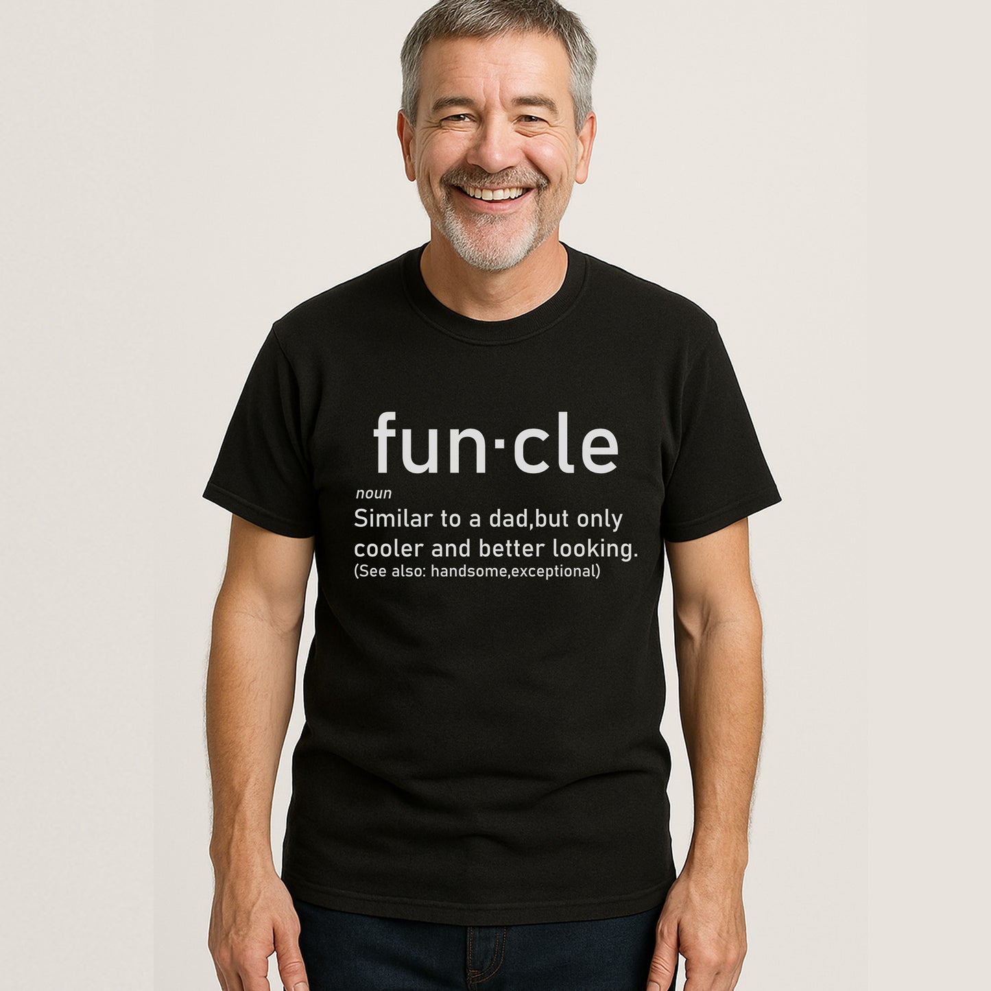 Funcle Noun Humorous Meaning - Father's Day Gift - Short Sleeve Black T-Shirt - Unisex Tee - S Up To 5XL