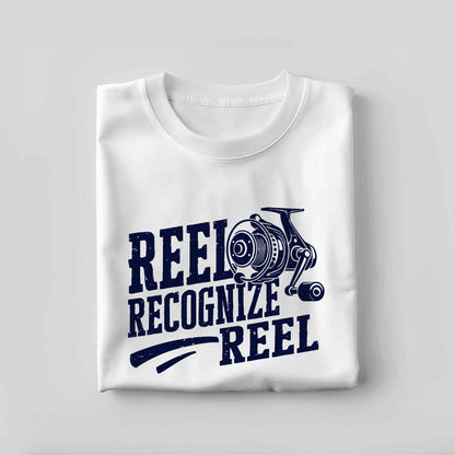 Fishing Humor Shirt – Reel Recognize Reel Tee – Funny Fisherman Pun Gift – White – Up To 5XL