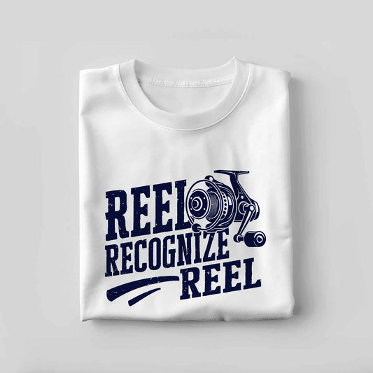 Fishing Humor Shirt – Reel Recognize Reel Tee – Funny Fisherman Pun Gift – White – Up To 5XL