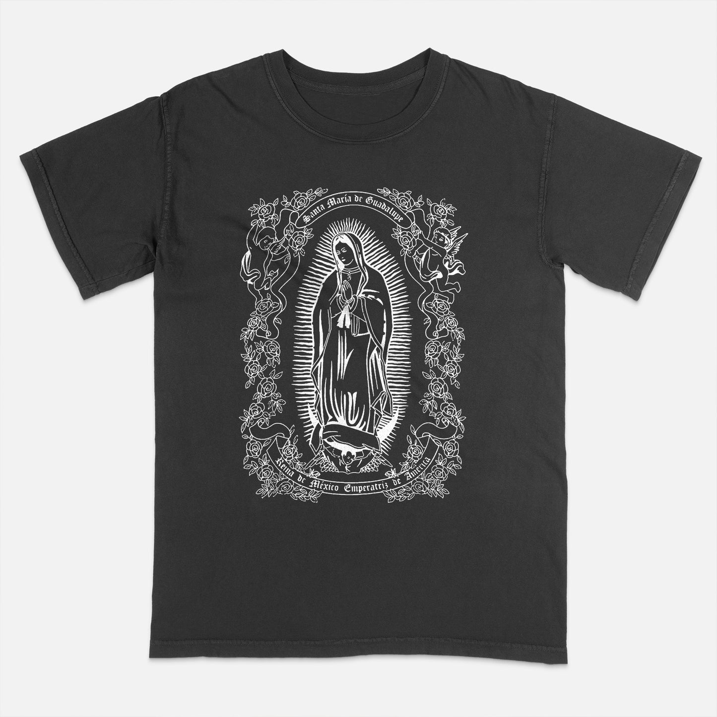 Religious Christian Shirt – Virgen de Guadalupe – Guadalupe’s Virgin Catholic Faith Tee – Black – Up To 5XL