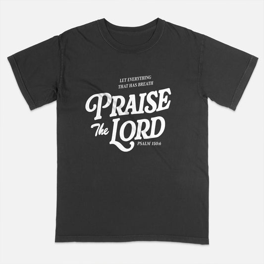 Bible Verse Shirt – Let Everything That Has Breath Praise the Lord – Worship Faith Tee – Black – Up To 5XL