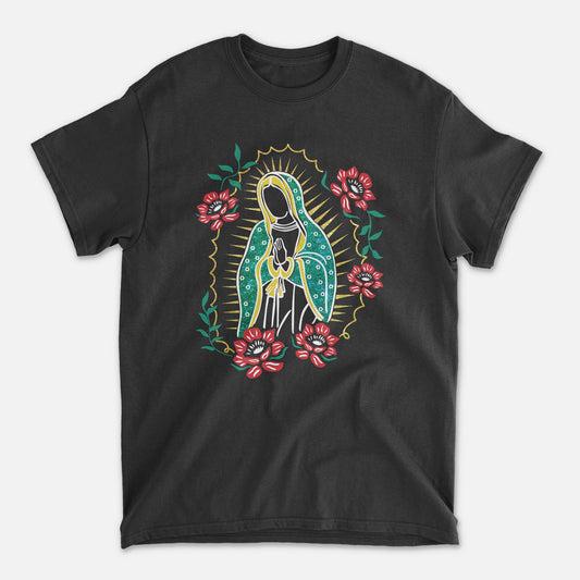 Catholic Religious Shirt – Virgen de Guadalupe – Hispanic Christian Faith Tee – Black – Up To 5XL