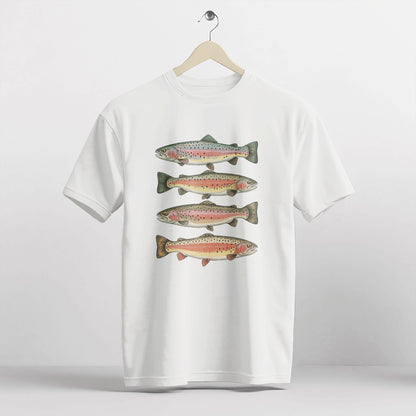 Outdoor Trout Fishing Shirt – Freshwater Angler Graphic Shirt – White – Up To 5XL