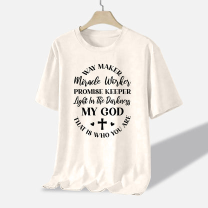 Worship Christian Shirt – Way Maker Miracle Worker – Faith Praise Lyrics Tee – Natural – Up To 5XL
