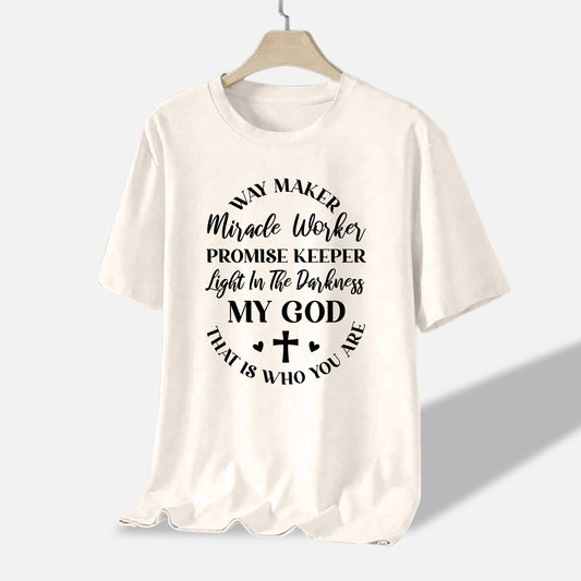 Worship Christian Shirt – Way Maker Miracle Worker – Faith Praise Lyrics Tee – Natural – Up To 5XL
