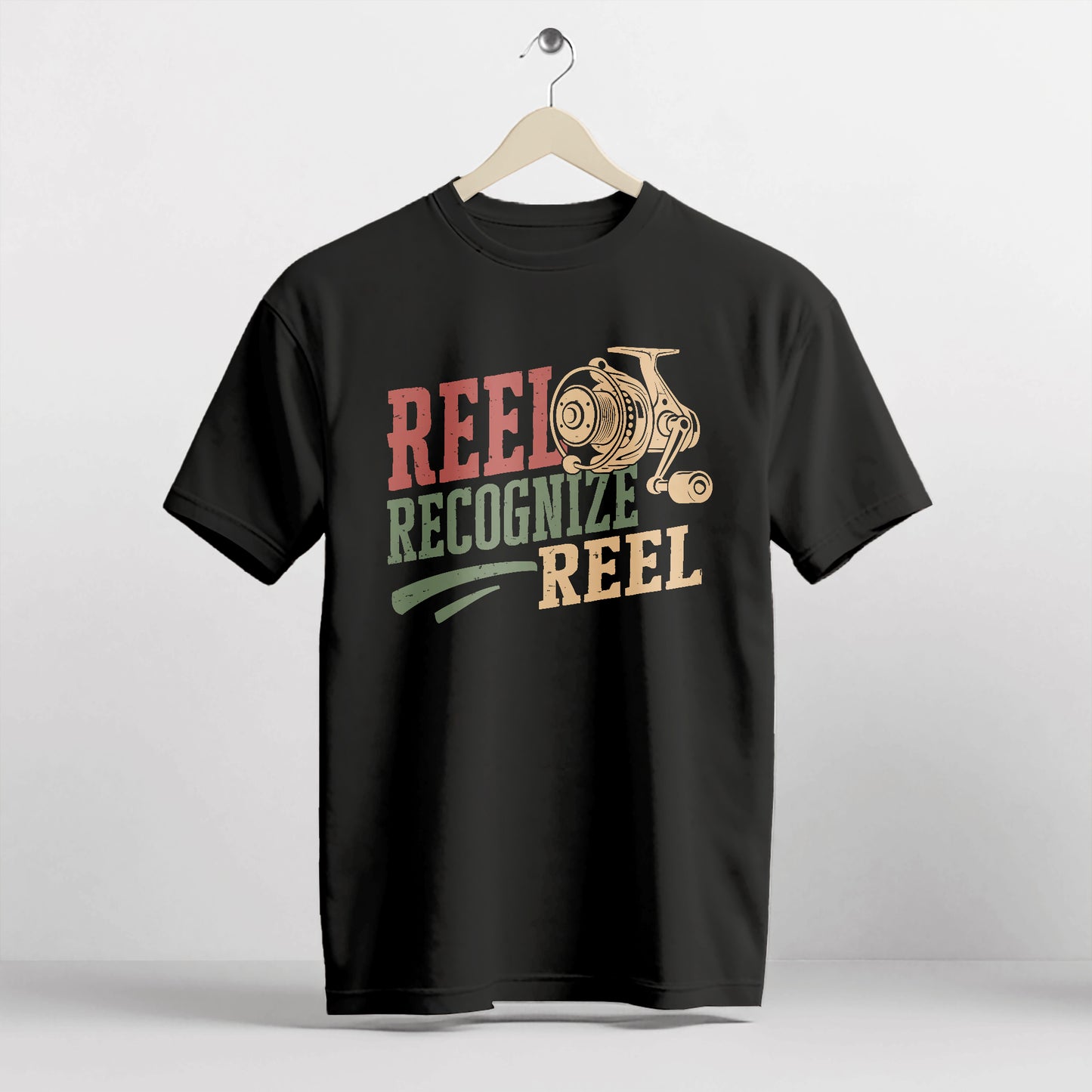 Fishing Humor Shirt – Reel Recognize Reel Tee – Funny Fisherman Pun Gift – Black – Up To 5XL