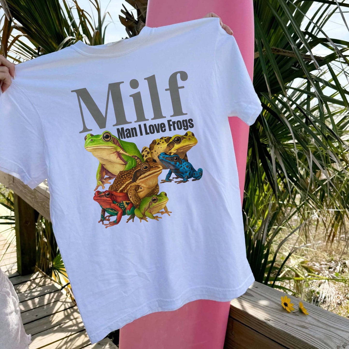 MILF Man I Love Frogs T-Shirt – Funny Frog Lover Tee- White - Up To 5XL