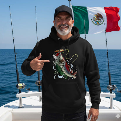 Mexican Fisherman Premium Fleece Hoodie – Mexico Flag Bass Fishing Pullover