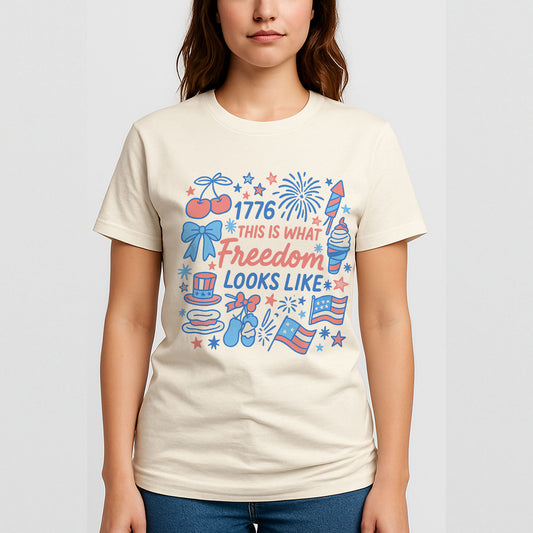 This Is What Freedom Looks Like T-Shirt – Cute 1776 Patriotic 4th of July Tee – Natural Tee - Up To 5X