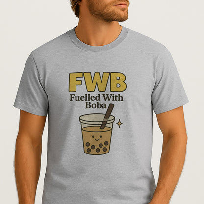 FWB Fuelled With Boba Tee – Funny Bubble Tea Lover Shirt For Boba Fans – Sport Grey - Up To 5XL